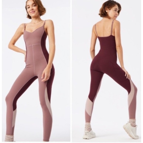 Outdoor Voices Pants - Outdoor Voices Womens Superform Full Length Bodysuit Size Medium Pink Athleisure